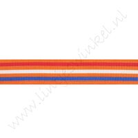 Ripsband Hollandia 16mm - Orange Streifen Rot Weiß Blau