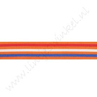 Ripsband Hollandia 16mm - Orange Streifen Rot Weiß Blau