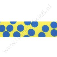 Ripsband Punkte Groß Mix 25mm - Gelb Blau