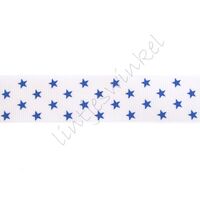 Ripsband Sterne 25mm - Klein Weiß Blau