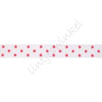 Ripsband Sterne 10mm - Klein Weiß Rot (3)