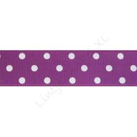 Ripsband Punkte 22mm - Violett Weiß