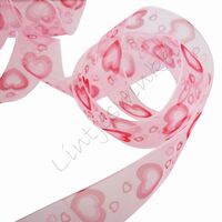 Organza Band Herzen 22mm - Rosa Rot