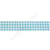 Ripsband Aufdruck 16mm - Pied de Coq Aqua