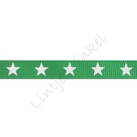 Ripsband Sterne 10mm - Grün Weiß