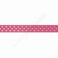 Ripsband Punkte 10mm - Pink Silber