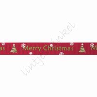 Ripsband Weihnachten 10mm - Merry Christmas Weihnachtsbaum Bordeaux