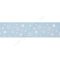 Ripsband Sterne 25mm - Hell Blau Silber