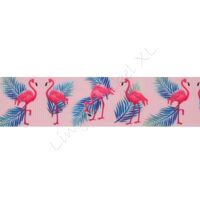 Ripsband Aufdruck 25mm - Flamingo Rosa