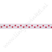 Ripsband Punkte 6mm - Weiß Rot