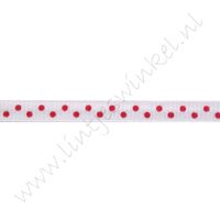 Ripsband Punkte 6mm - Weiß Rot