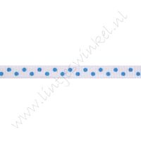 Ripsband Punkte 6mm - Weiß Aqua