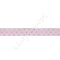 Organza Punkte 10mm - Weiß Rosa