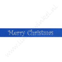 Ripsband Weihnachten 10mm - Merry Christmas Blau Silber