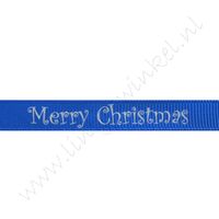 Ripsband Weihnachten 10mm - Merry Christmas Blau Silber