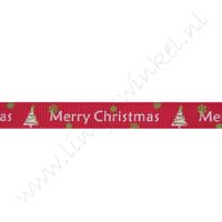 Ripsband Weihnachten 10mm - Merry Christmas Weihnachtsbaum Rot