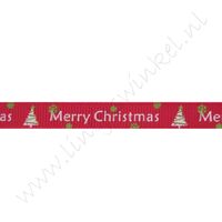 Ripsband Weihnachten 10mm - Merry Christmas Weihnachtsbaum Rot