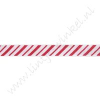 Ripsband Weihnachten 10mm - Schrägstrich Rot Weiß