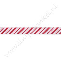 Ripsband Weihnachten 10mm - Schrägstrich Rot Weiß
