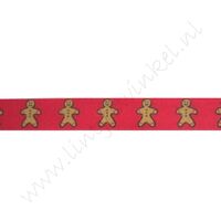 Satinband Weihnachten 10mm - Gingerman Rot