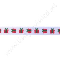 Satinband Weihnachten 10mm - Geschenke Weiß Rot Grün