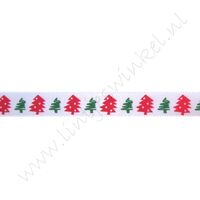 Satinband Weihnachten 10mm - Weihnachtsbaum Weiß Rot Grün