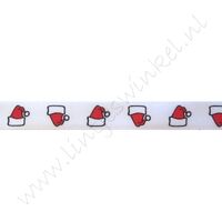 Satinband Weihnachten 10mm - Nikolausmütze Rot Weiß