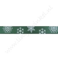 Satinband Weihnachten 10mm - Schneeflocke Grün