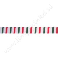 Satinband Weihnachten 10mm - Streifen Weiß