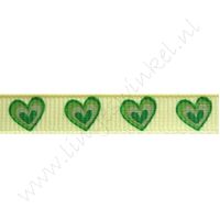 Ripsband Herzen 10mm - Offen Lime Grün