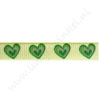 Ripsband Herzen 10mm - Offen Lime Grün