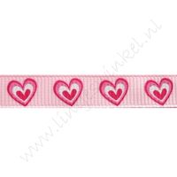 Ripsband Herzen 10mm - Offen Rosa Pink