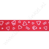 Ripsband Herzen 22mm - Offen Rot Rosa