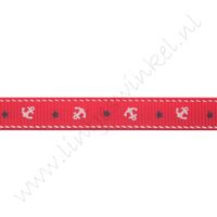 Ripsband Aufdruck 10mm - Anker Rot