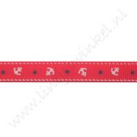 Ripsband Aufdruck 10mm - Anker Rot