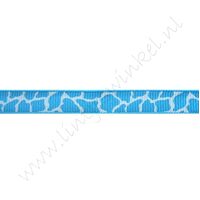 Ripsband Aufdruck 10mm - Giraffe Blau