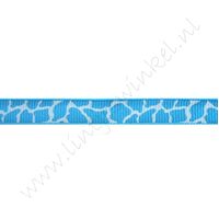 Ripsband Aufdruck 10mm - Giraffe Blau