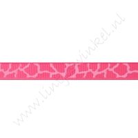 Ripsband Aufdruck 10mm - Giraffe Pink