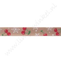 Ripsband Aufdruck 10mm - Kirsche Beige
