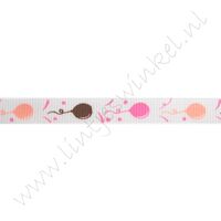 Ripsband Aufdruck 10mm - Ballon Rosa Braun