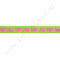 Ripsband Blumen 10mm - Fächerblume Lime Pink