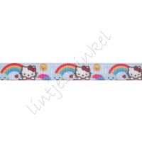Ripsband Cartoon 10mm - Hello Kitty Regenbogen Hell Blau