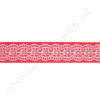 Ripsband Aufdruck 16mm - Spitzenkante Rot