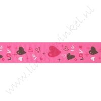 Ripsband Herzen 16mm - Love Kreide Pink