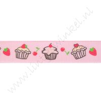 Ripsband Aufdruck 16mm - Torte Rosa