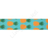 Ripsband Aufdruck 22mm - Ananas Aqua