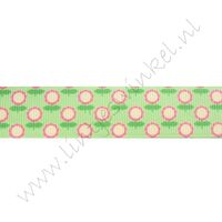 Ripsband Blumen 22mm - Mini Grün Rosa Gelb