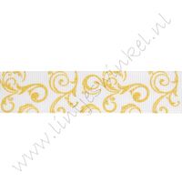 Ripsband Aufdruck 22mm - Curls Gelb Gold Weiß Glitzer