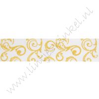 Ripsband Aufdruck 22mm - Curls Gelb Gold Weiß Glitzer