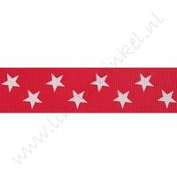 Ripsband Mini Sterne 22mm - Rot Weiß